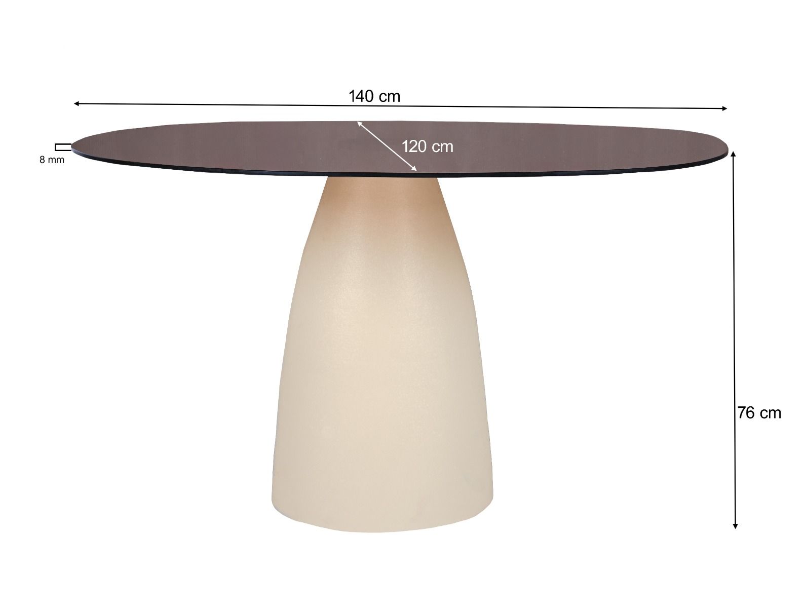 Eetkamertafel Mylon B140 x D120 x H76 cm