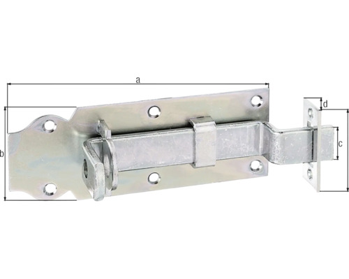 Slotschoot met vlakke kruk en sluitplaat 140 x 52 mm, verzinkt, diklaag gepassiveerd