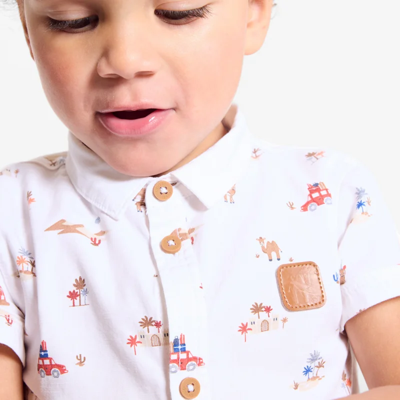 Chemise coton imprimé desert blanc bébé garçon Blanc
