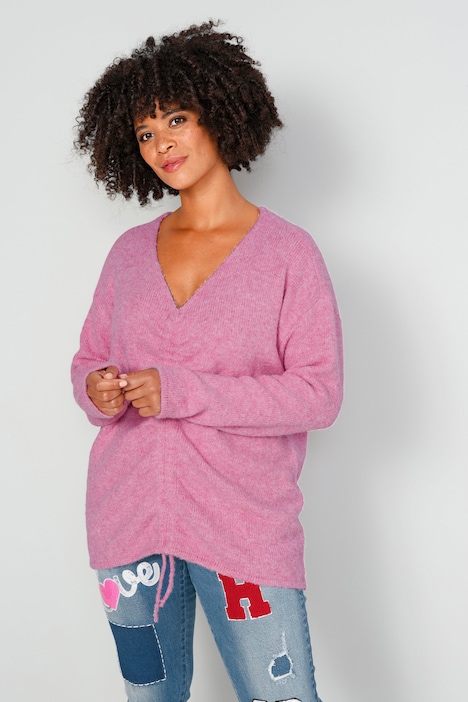 Pullover mit Raffung im Vorderteil