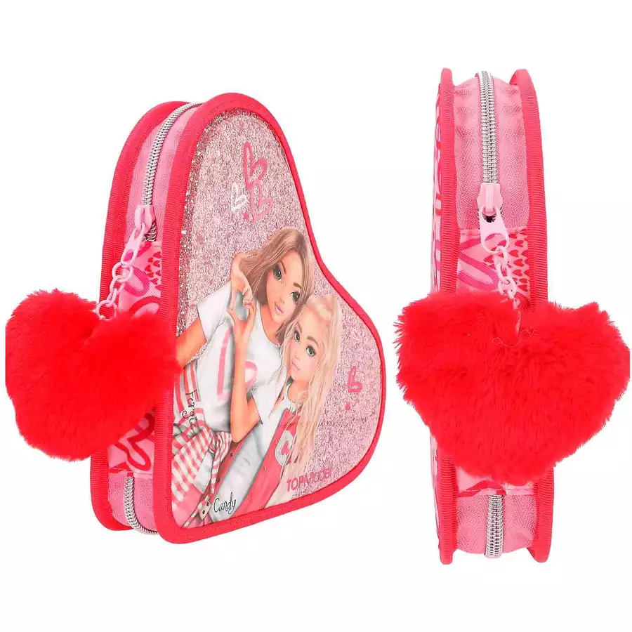 Depesche Herz-Federtasche mit Stifte TOPModel 25 x 20 cm pink