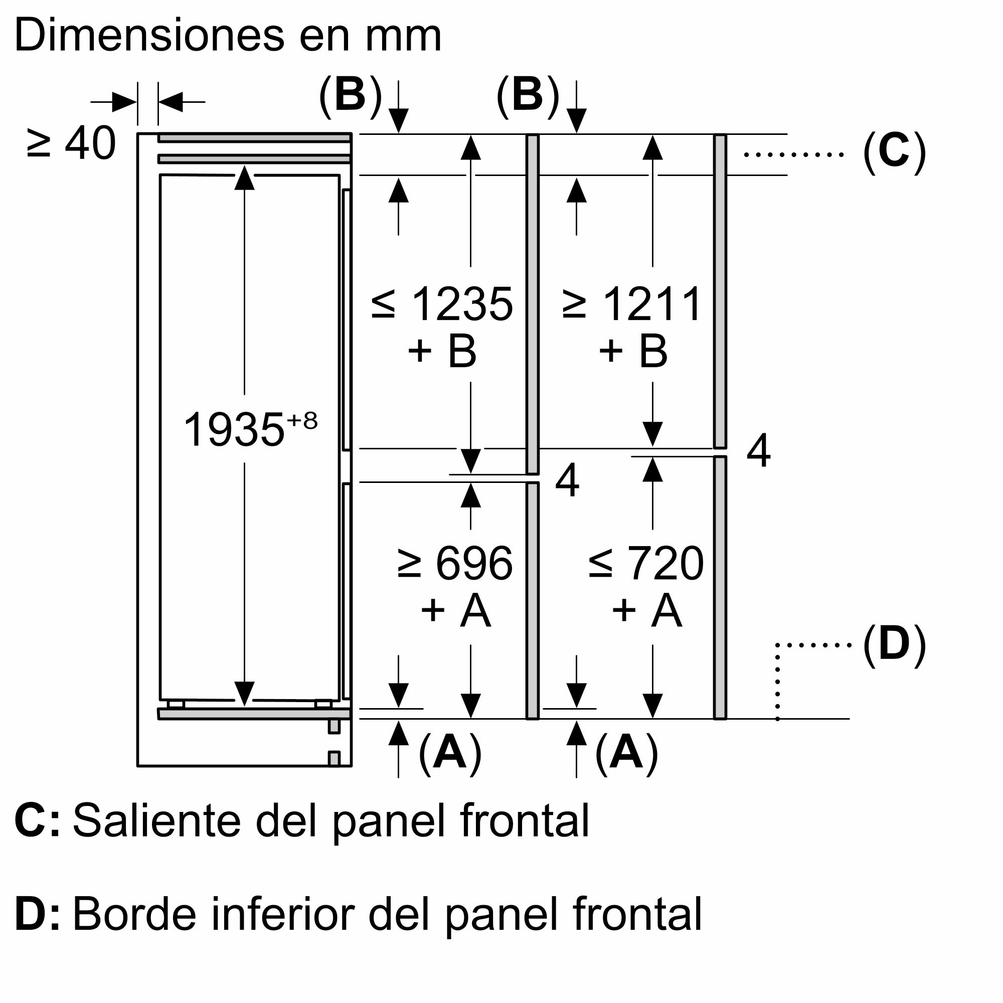 PRODUTO RECONDICIONADO # Refrigerador Combinado Embutido Série 4 193,5 x 70,8 cm Porta Fixa KBN96VFE0-B