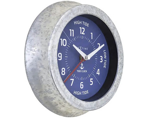 Wandklok, getijdenklok, metaal, blauw, Ø 22 cm