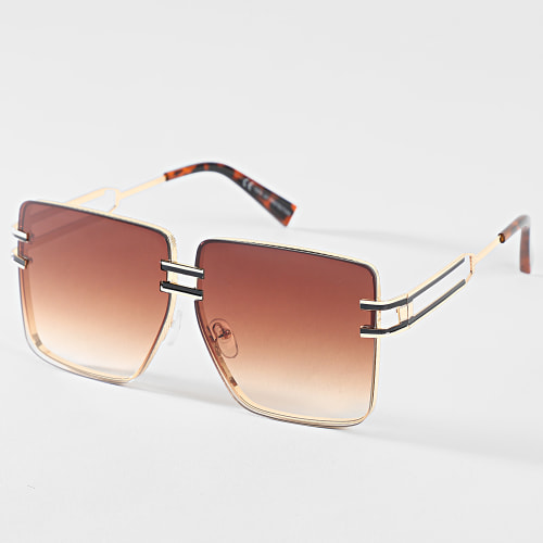 Lunettes De Soleil Doré Marron Dégradé