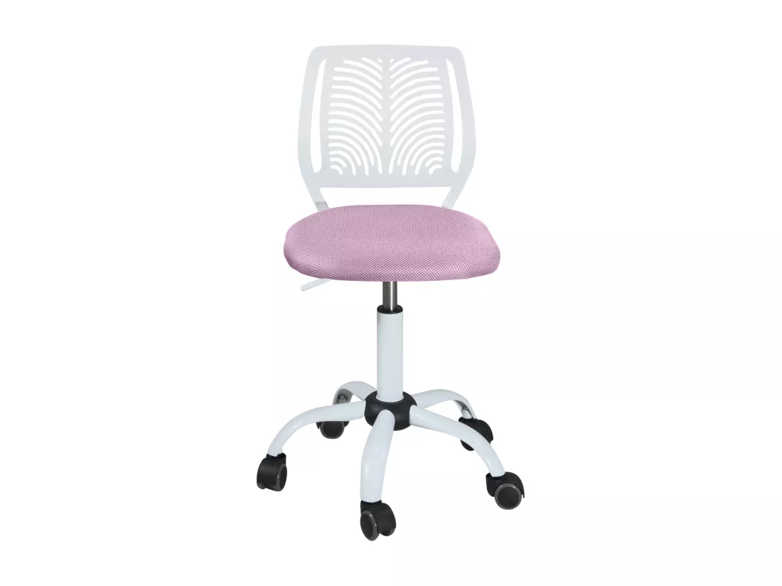 Chaise Bureau Enfant, Hauteur Réglable, Pivotante SAWI (Blanc Rose)
