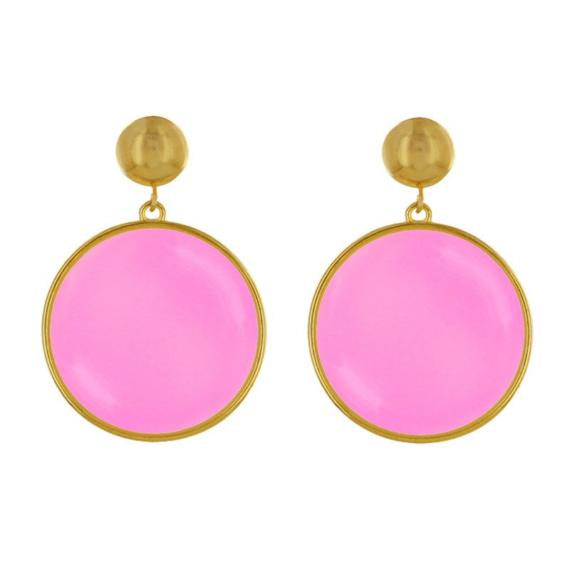 Boucles d'Oreilles Clous Métal Doré Cercle Coloré Translucide
