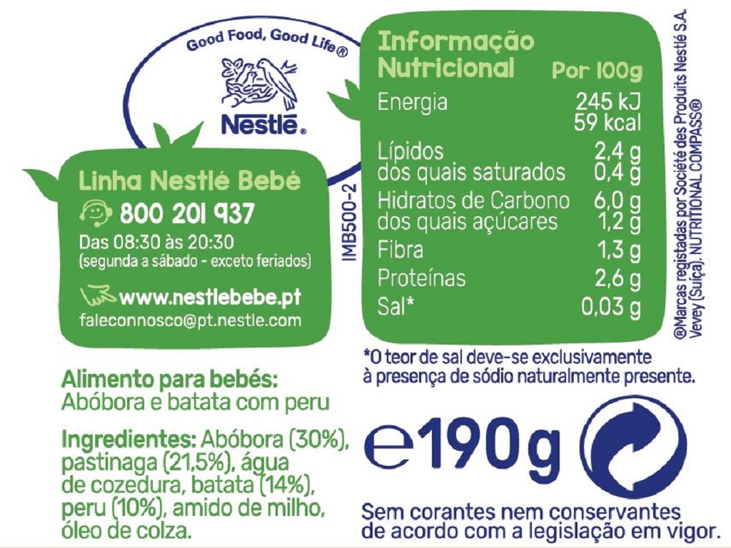 REFEIÇÃO NESTLÉ ABÓBORA E PERÚ 190G