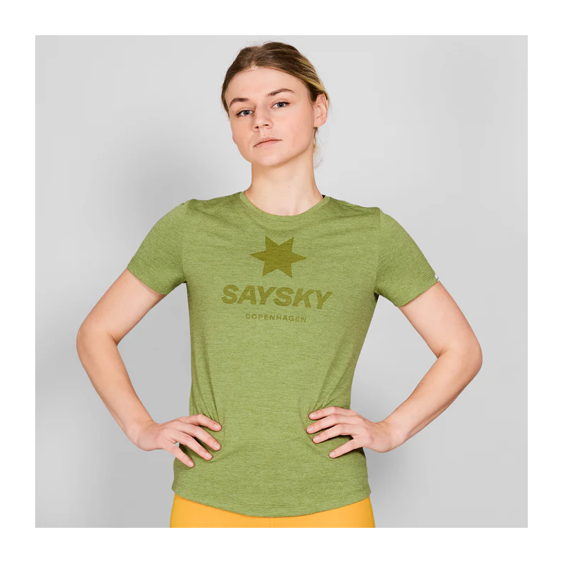 saysky logo combat t shirt dame 634 nwrss30 green melange