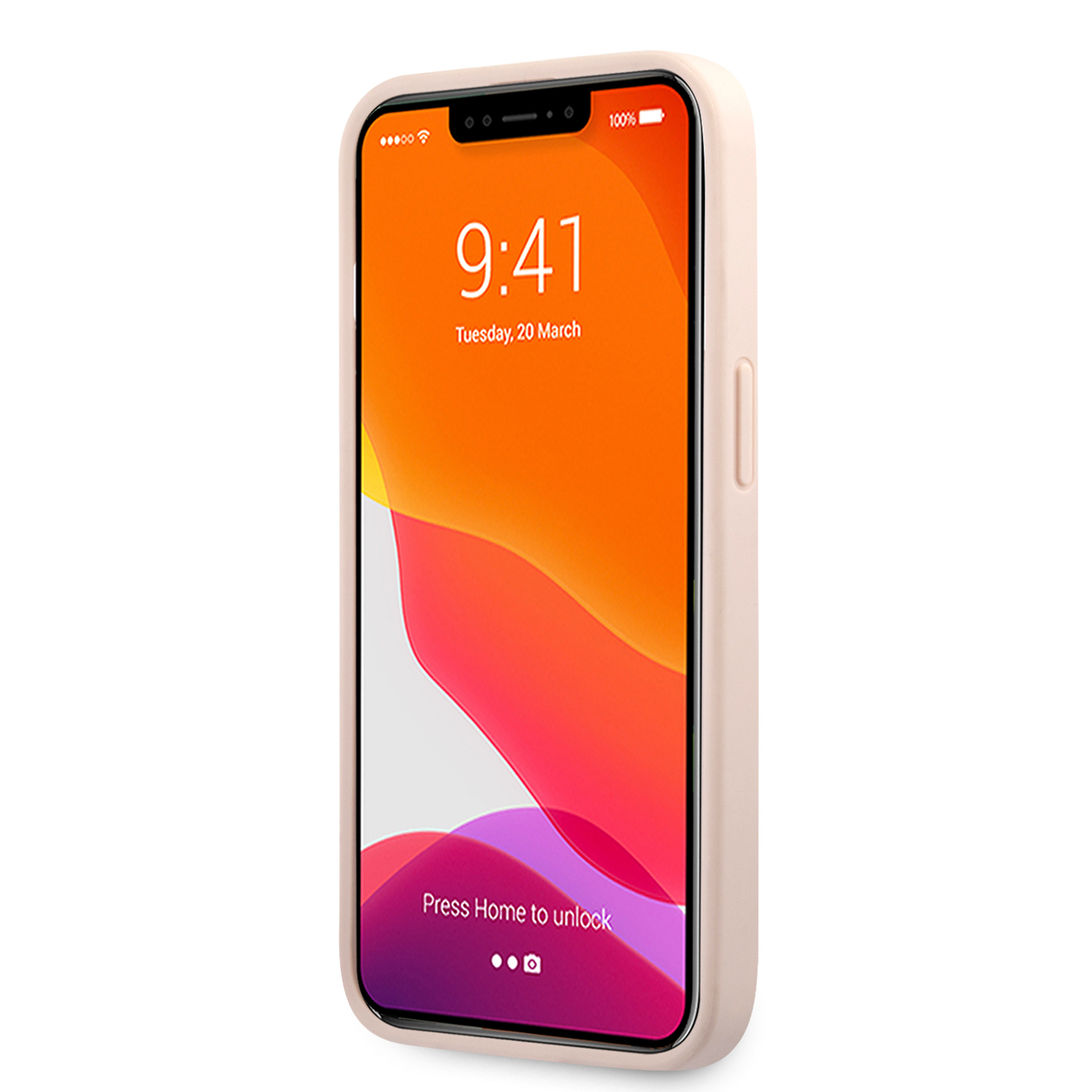 iPhone 13 Pro Leder Hardcase Hülle Metall Logo (GUHCP13L4GMGPI) - Rosa / Gold