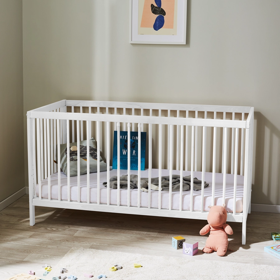 Kids Collective Babybett Gitterbett 60x120 | 70x140 höhenverstellbar & herausnehmbare Sprossen weiß