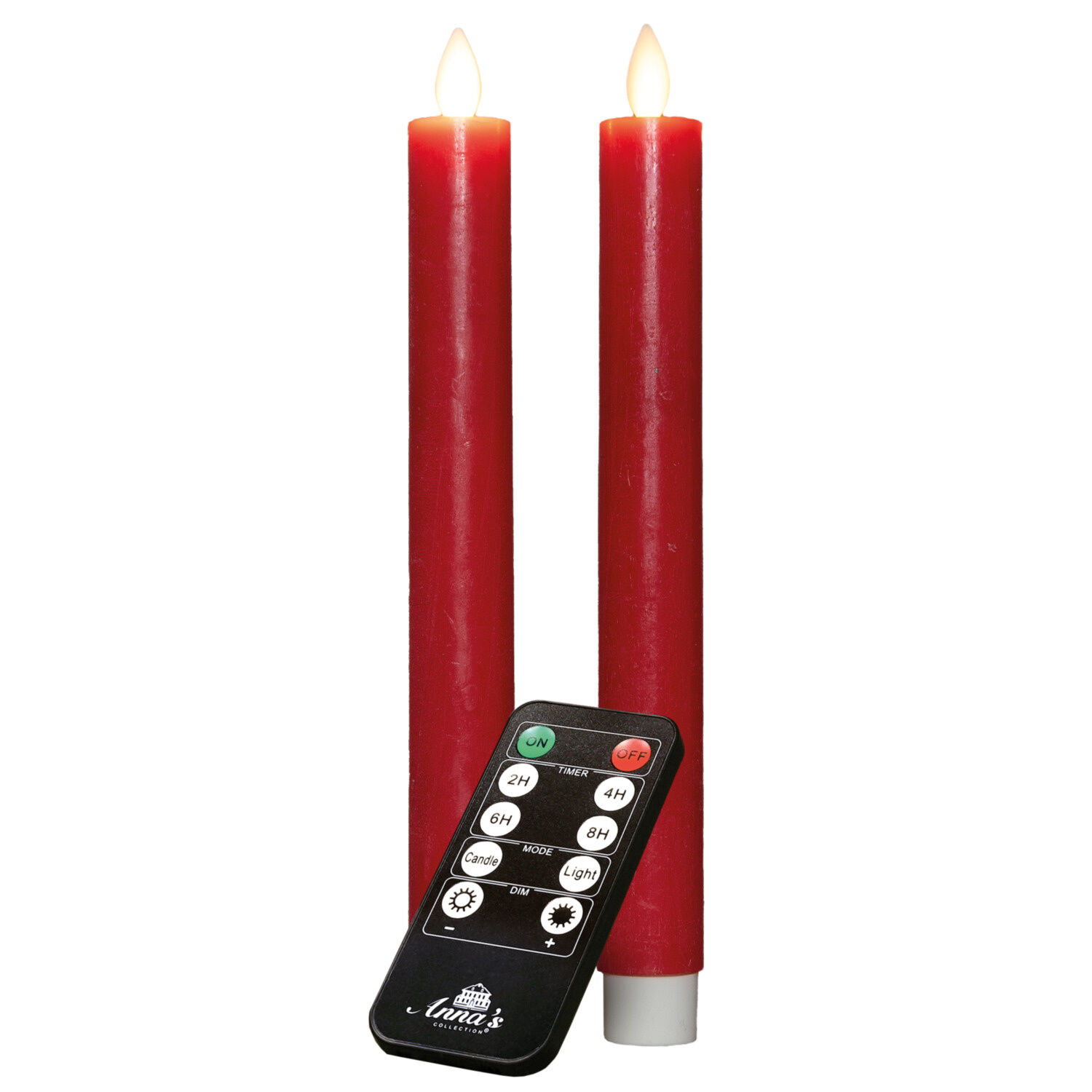 Stabkerzen 2er-Set – Echtwachs, Rot