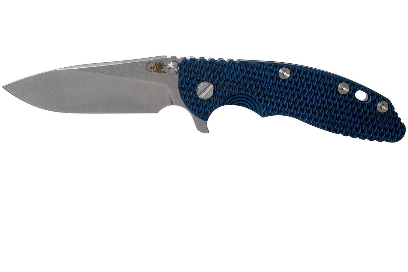 Rick Hinderer XM18 3,5” 20CV Slicer, Blue Ti, Blue-Black G10 zakmes