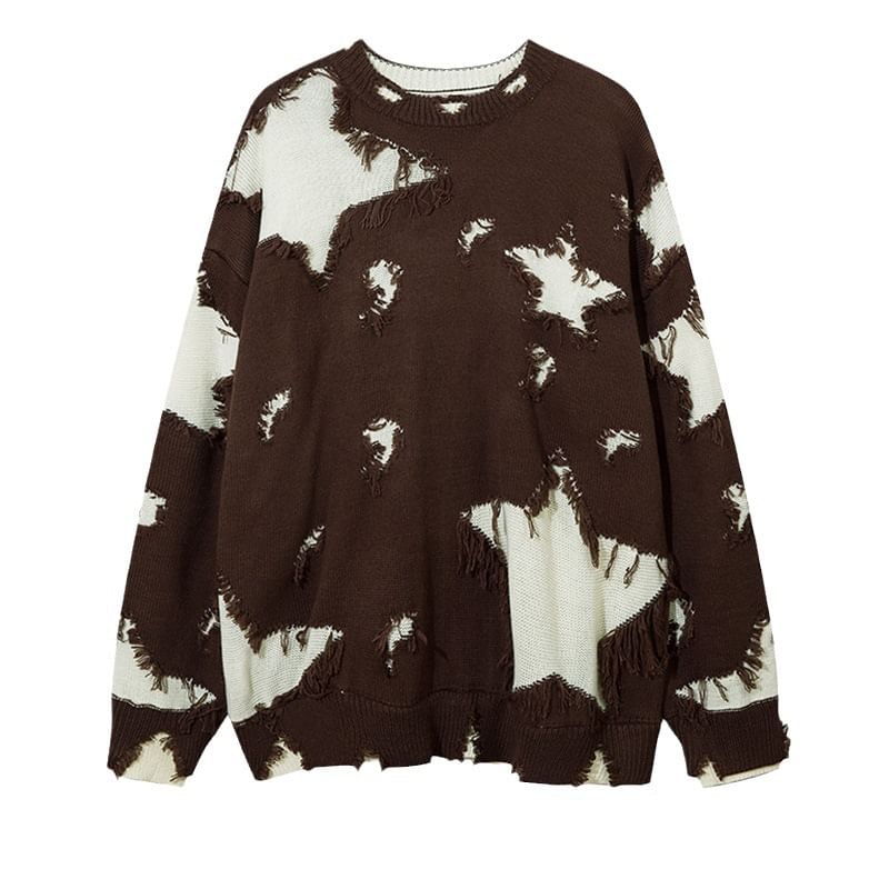 Cowpow - Trui met ronde hals en sterrenpatroon in distressed stijl