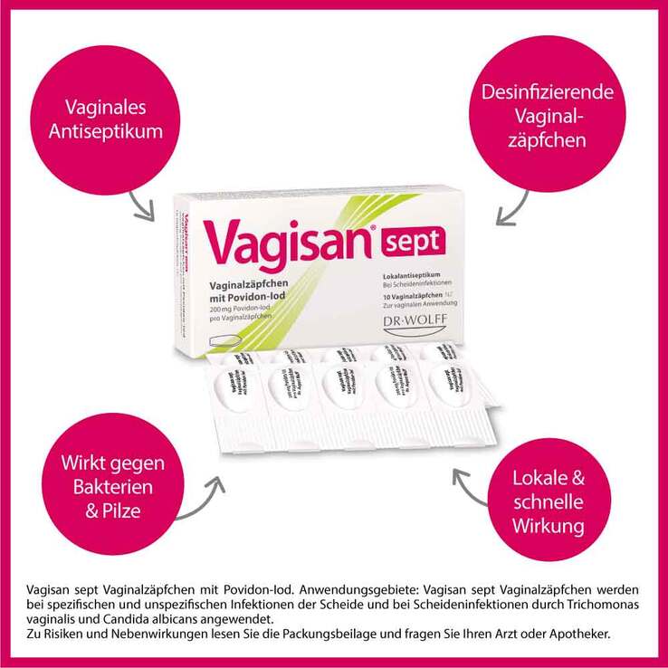 Vagisan sept Vaginalzäpfchen mit Povidon-Iod, 10 St