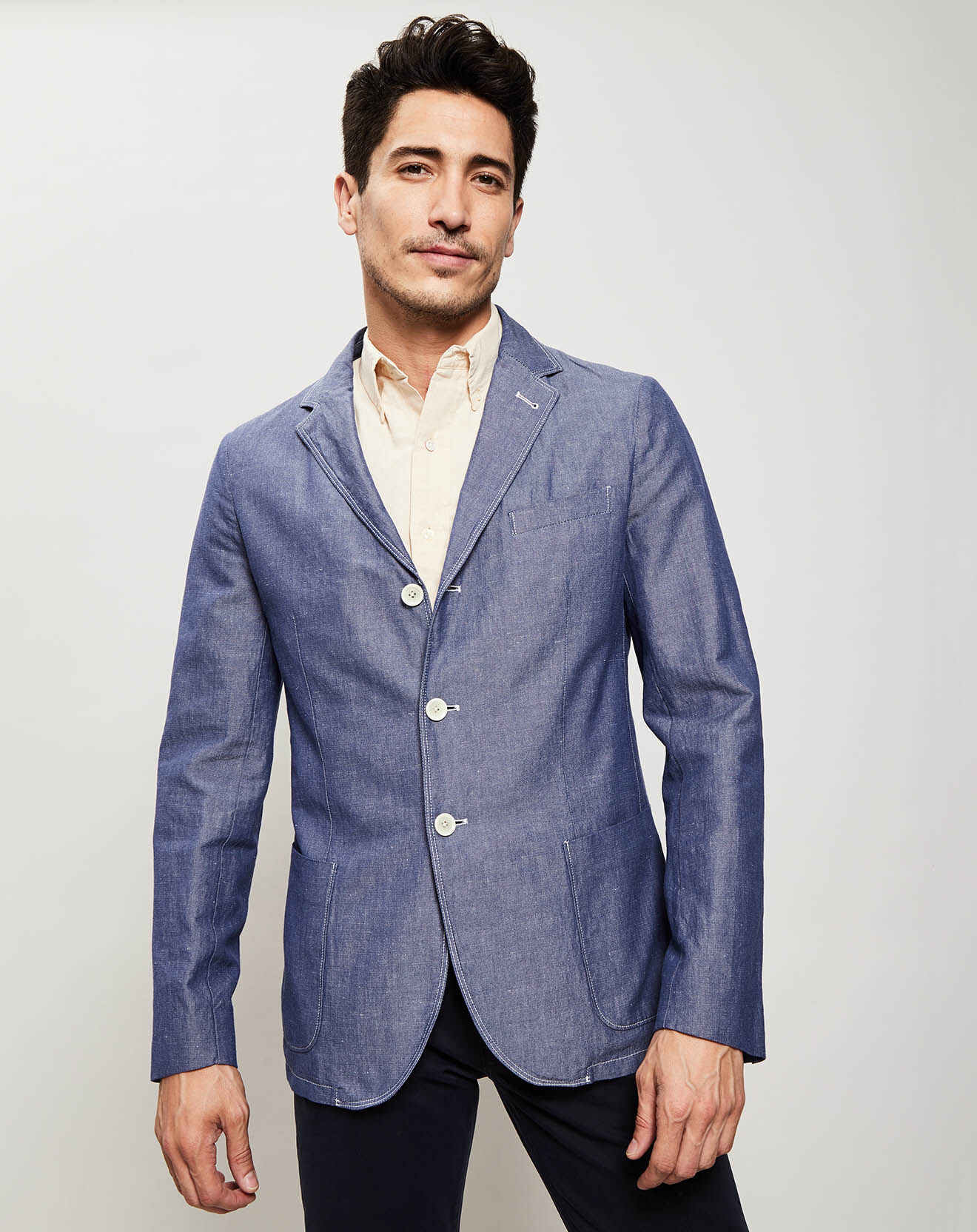 Gant Veste en Coton & Lin bleu azur