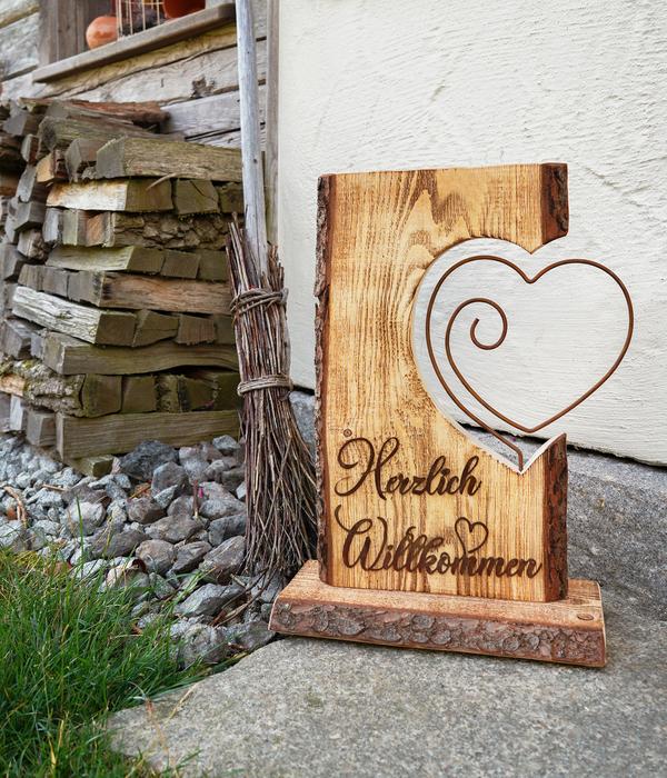 Badeko Holz-Ständer Herzlich Willkommen, ca.