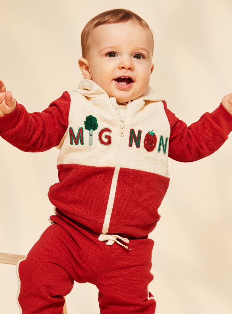Haut de jogging rouge et vanille à capuche Mignon