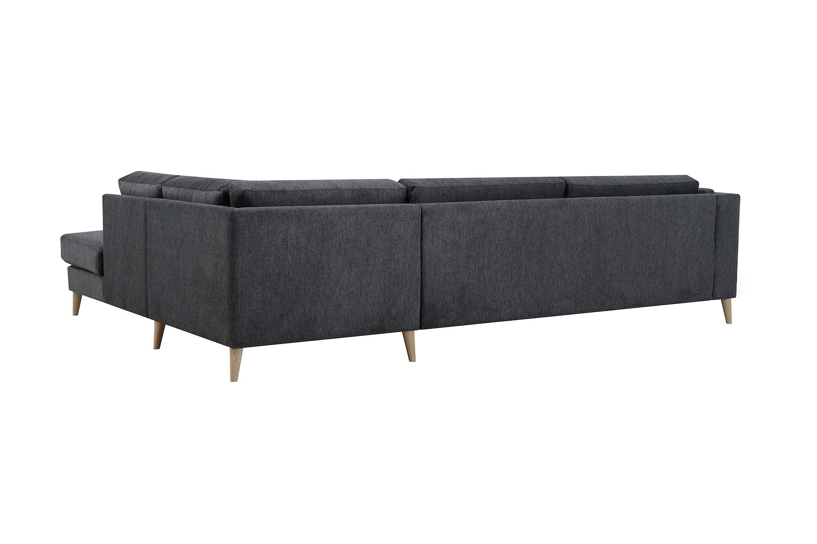 Edda hjørnesofa 3-seter med åpen ende høyre Textile Brego 7 Antrazite, ben 8, armlen G.
