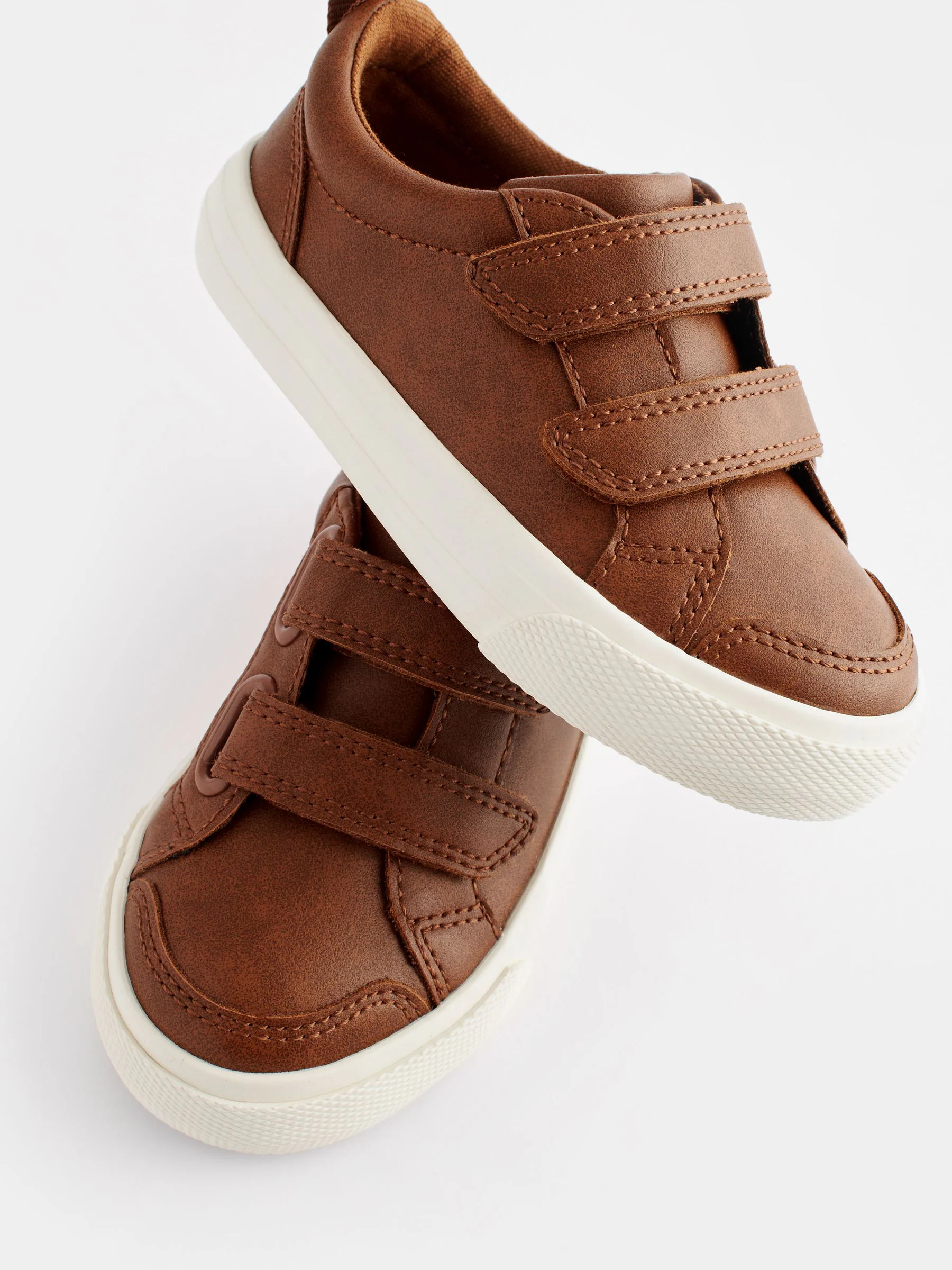 Lichtbruin - Sneakers met twee klittenbandjes