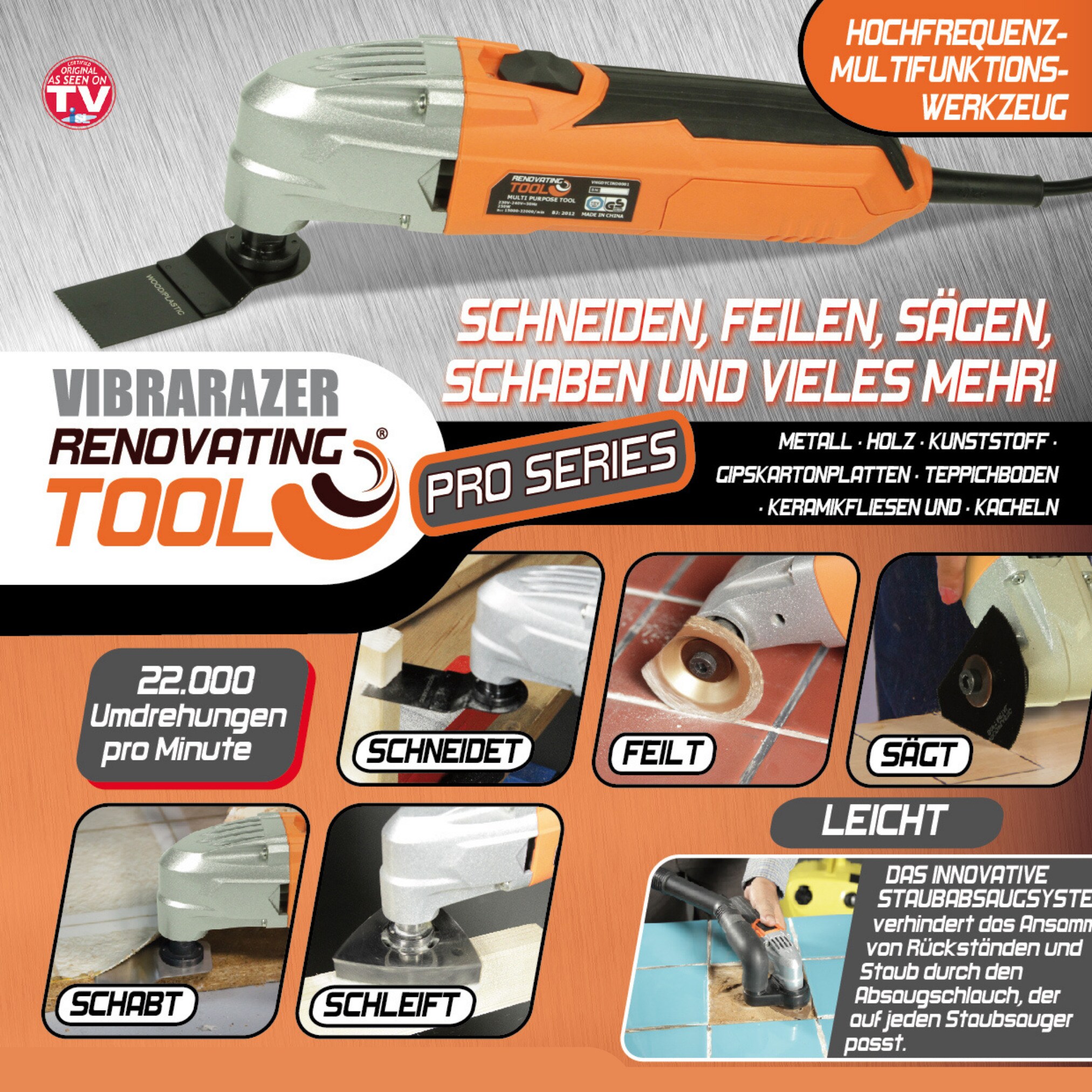 Best Direct® Pro Series - Multitool 16 Teile - oszillierend Vibrarazer Renovating Tool