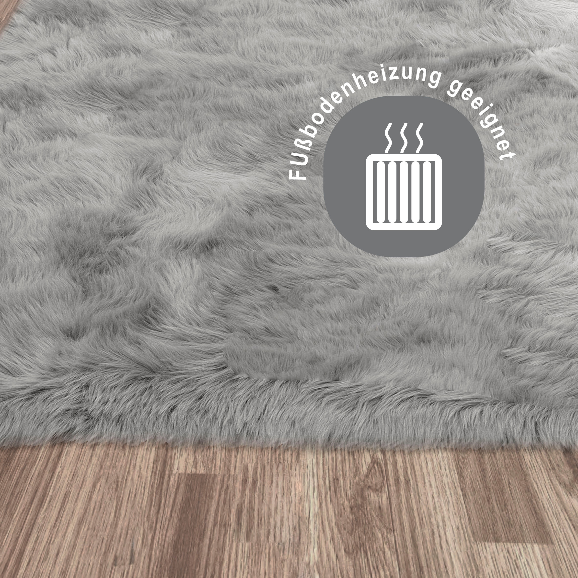 my home Hochflor-Teppich »Valeria, Fellteppich, kuschelig, flauschig« rechteckig 60 mm Höhe Kunstfell, weiche Teppiche, Wohnzimmer, Schlafzimmer, Esszimmer