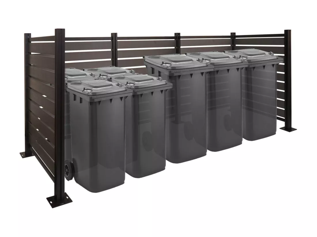 Clôture pour poubelles en aluminium MCW-K57, gris