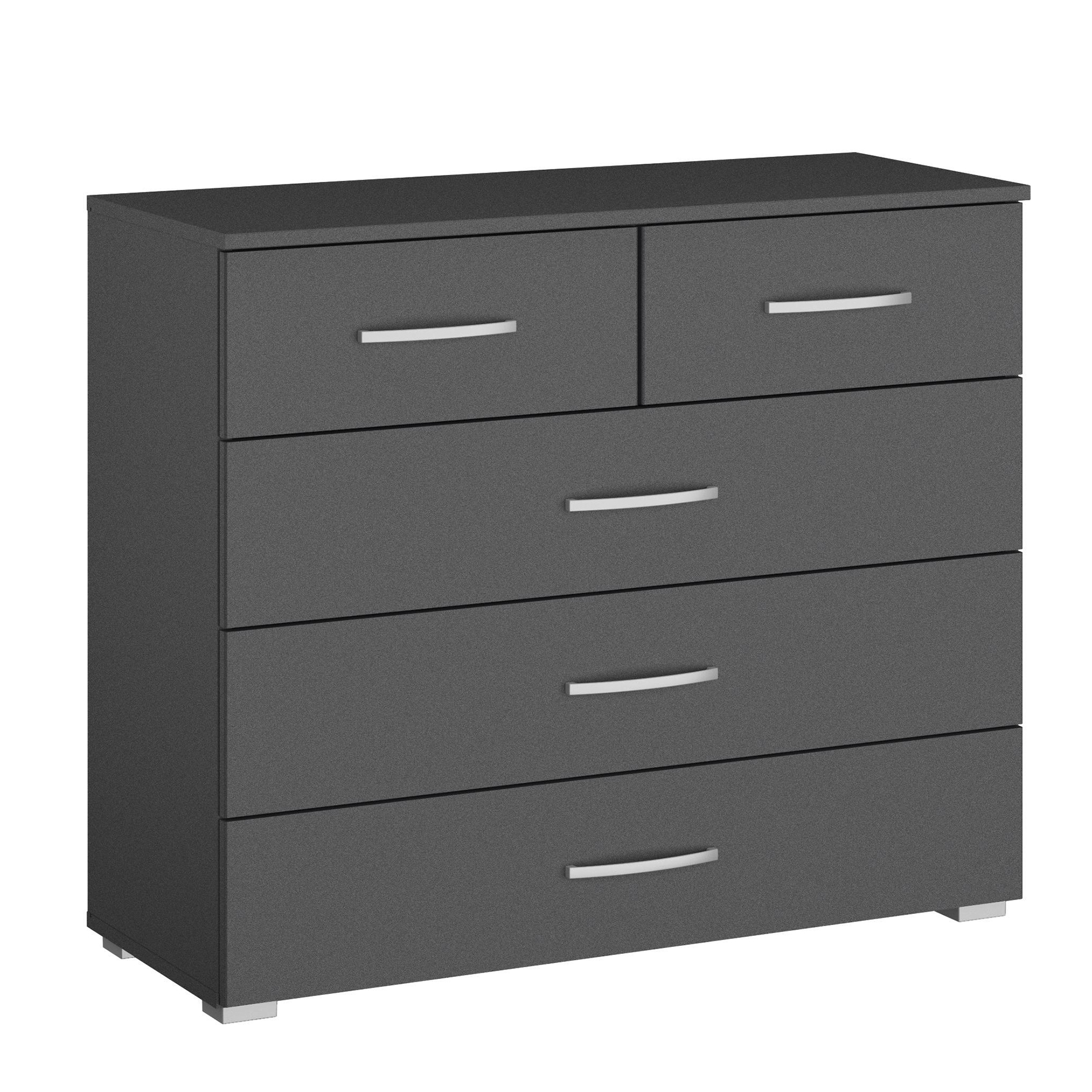 Kommode - grau metallic - 5 Schubkästen - 93 cm