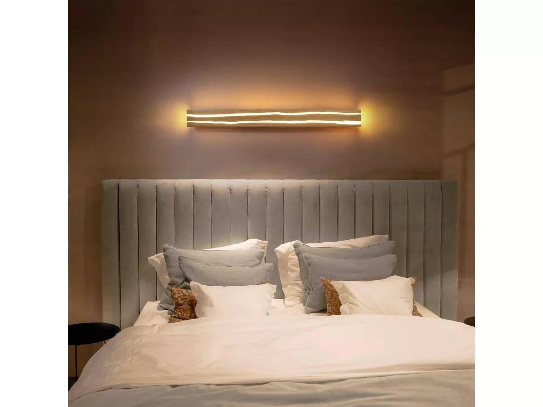 NETTLIFE Lampe murale LED Applique murale en bois - 16W Lampe de couloir intérieur 100CM Blanc chaud Lampe d'escalier Moderne Lampe
