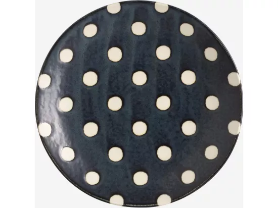 HABITAT - Assiette à dessert en porcelaine - Bleu marine et pois blancs - 23 cm (Lot de 5) - Pinako