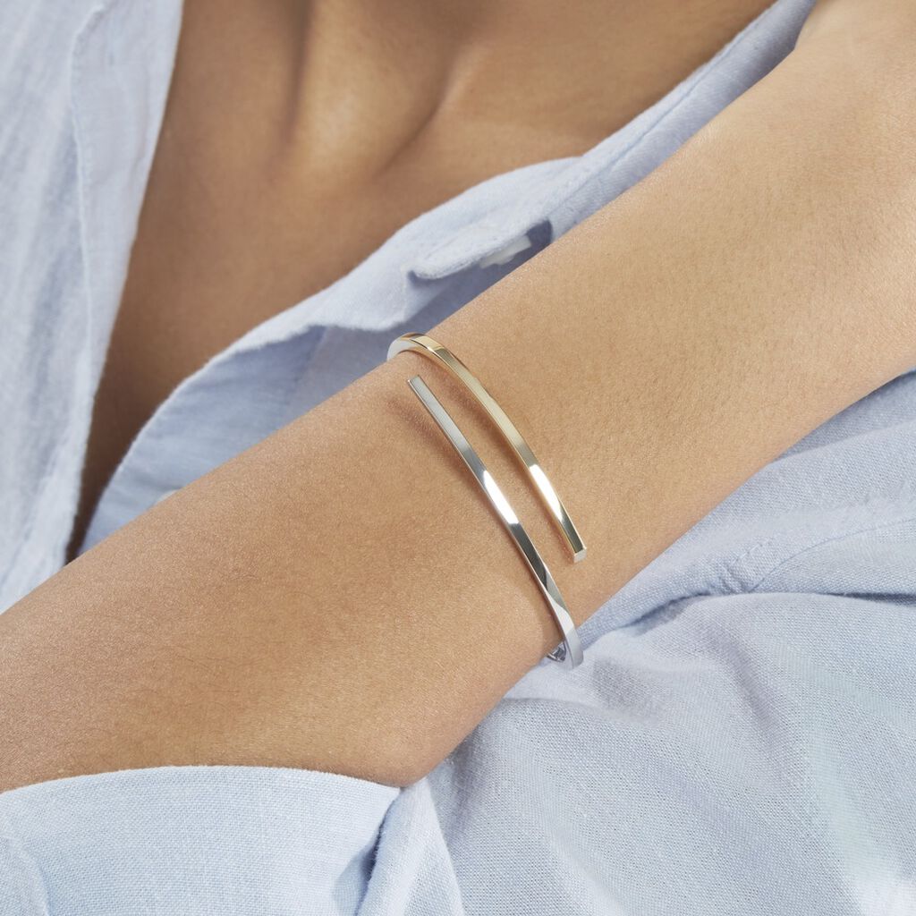 Bracelet Jonc Loise 2 Fils Carres Or Bicolore