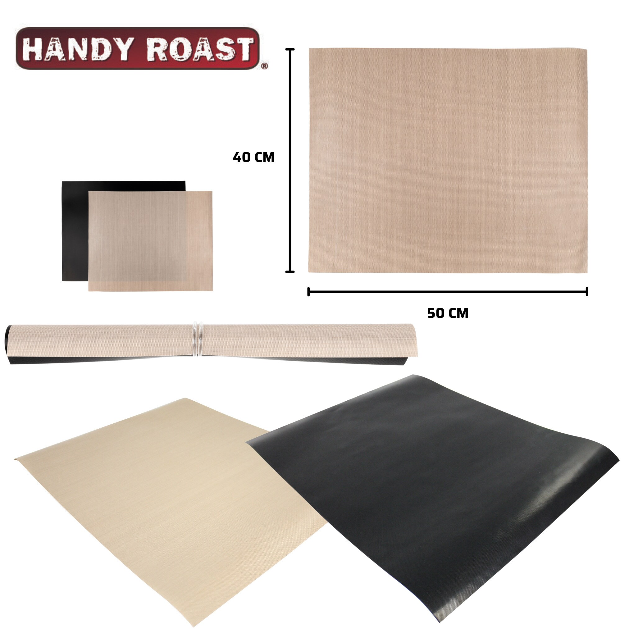 Best Direct® Set wiederverwendbare Backmatte und Grillmatte Handy Roast