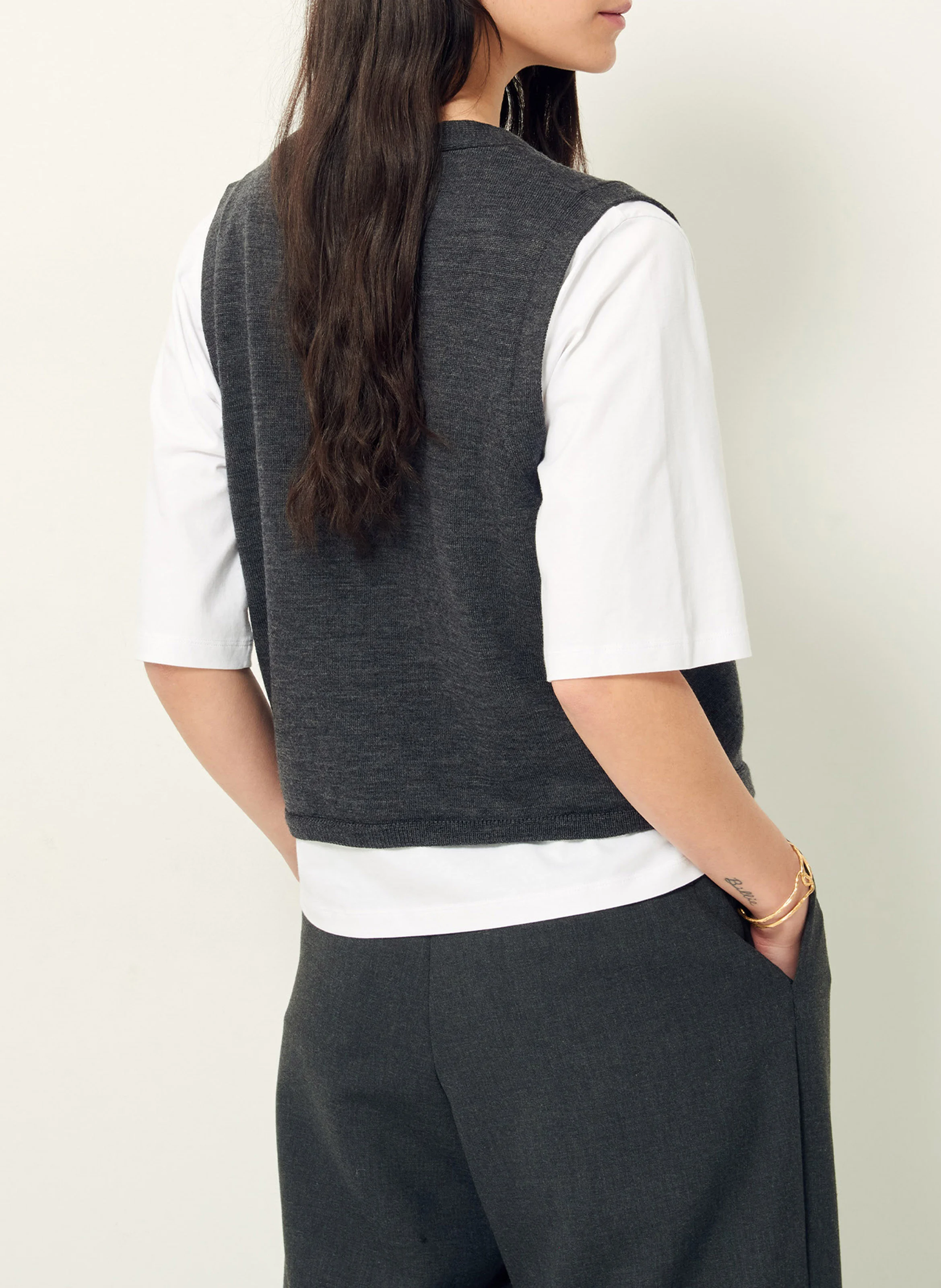 GIANCARLO - Gilet col V en laine| Gris
