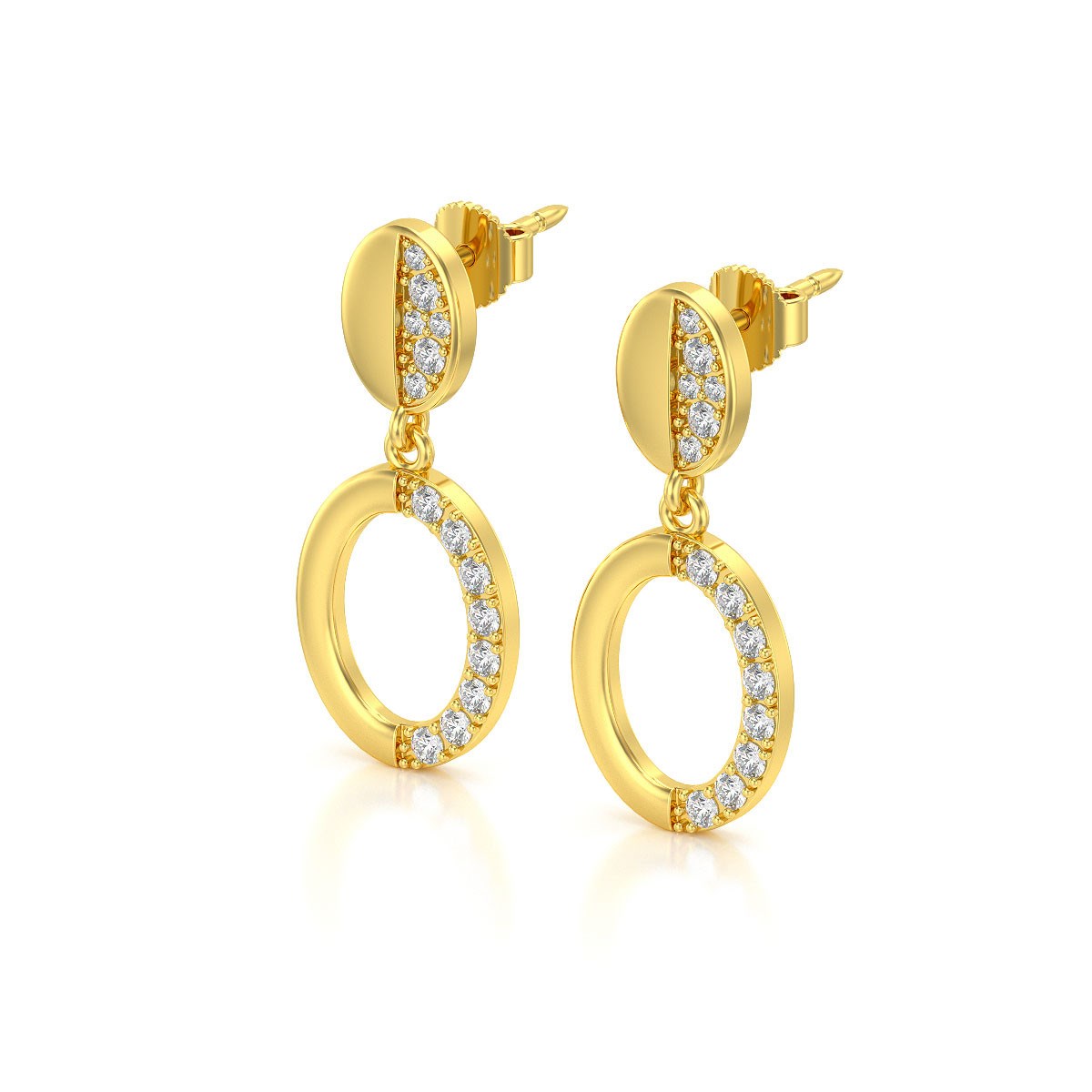Boucles d'oreilles ADEN Or 585 Jaune Diamant 2.67grs