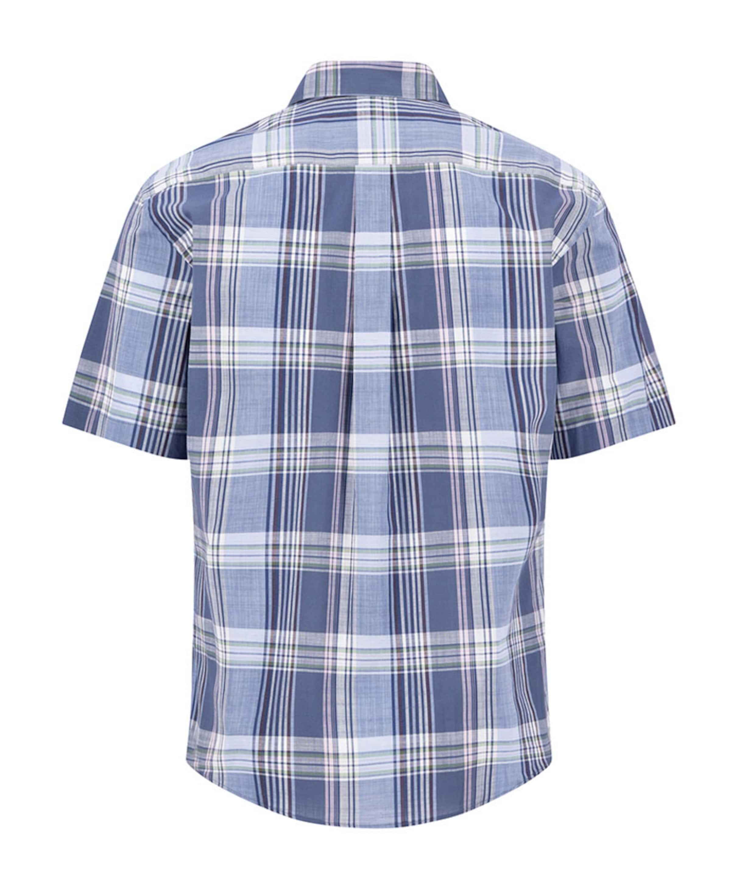 Fynch-Hatton Heren overhemd korte mouw blauw