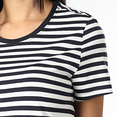 Robe Tee Shirt Femme Pocket Stripe Bleu Marine Blanc