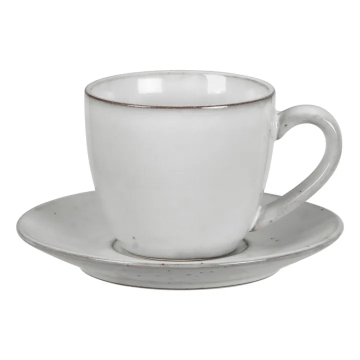 Broste Copenhagen Tasse Sous Tasse Nordic sand en grès | Gris clair