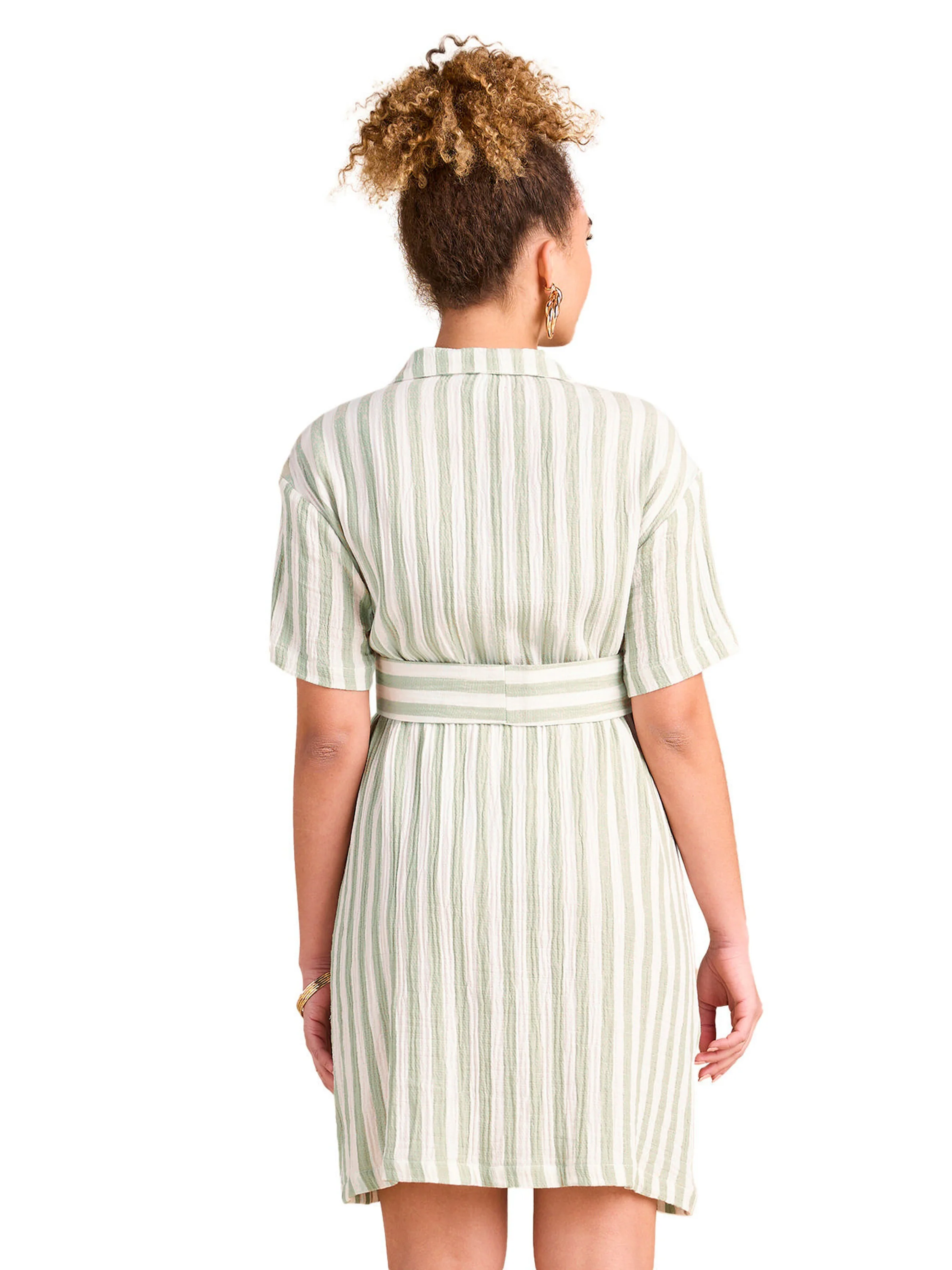 Envie de Fraise Hemdblusenkleid für Schwangerschaft und Stillzeit mit breiten Streifen salbeigrün