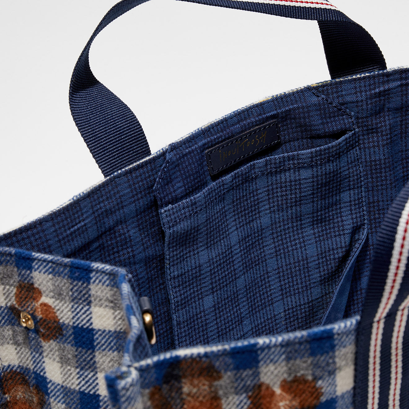 Inouitoosh Sac Shopping 100% Laine Léone bleu/camel  - 30x42x20 cm