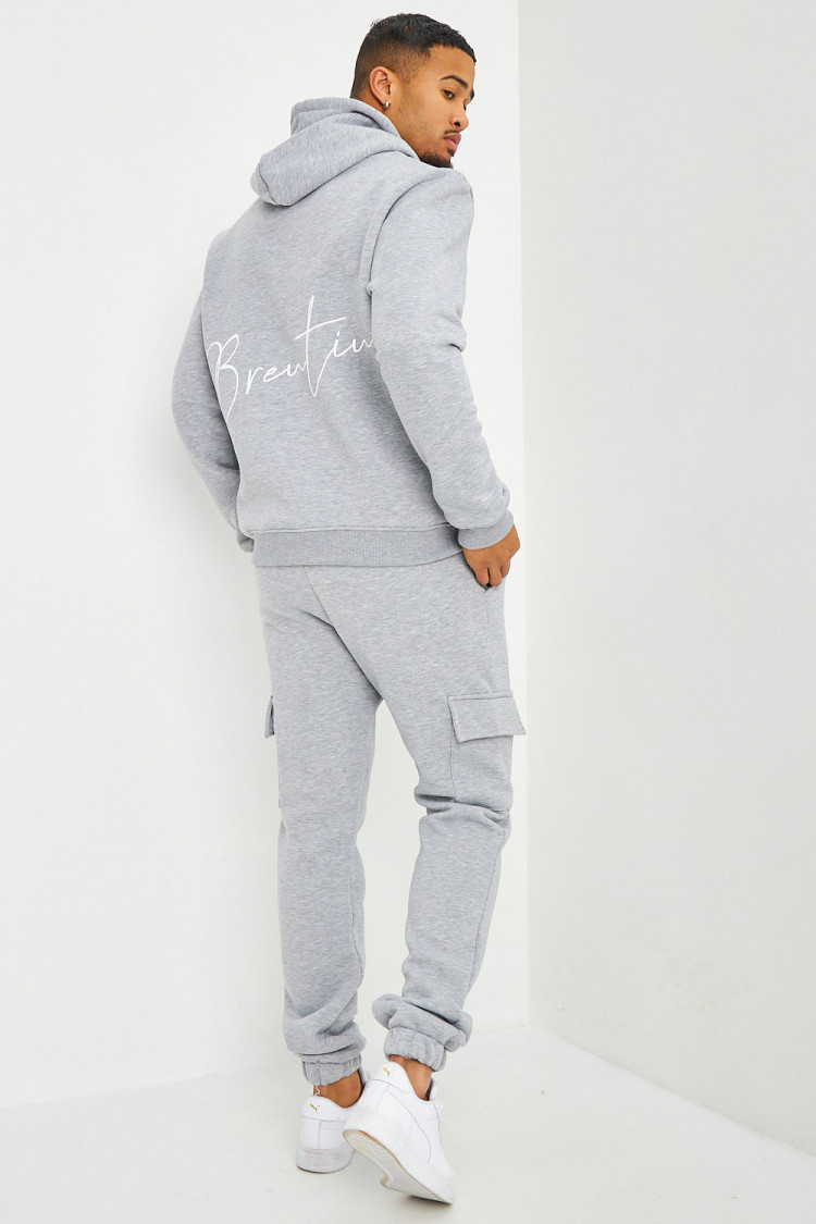 Sweat à capuche gris inscription Brentiny