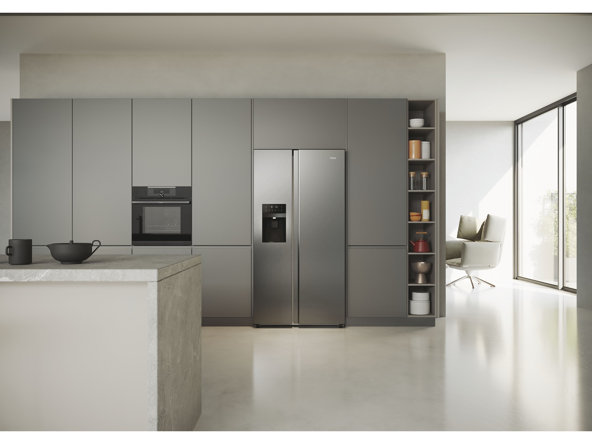 FRIGORIFICO AMERICANO COM DISPENSADOR HAIER HSR5918DIMP D INOX 511L