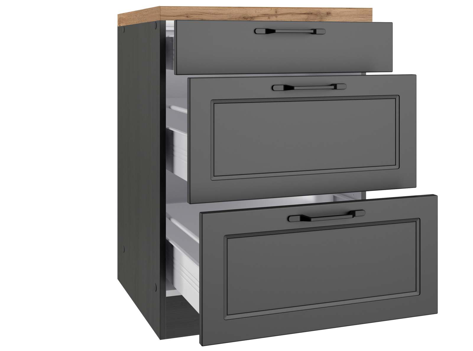Unterschrank MERAN - grau - Wotaneiche - 60 cm