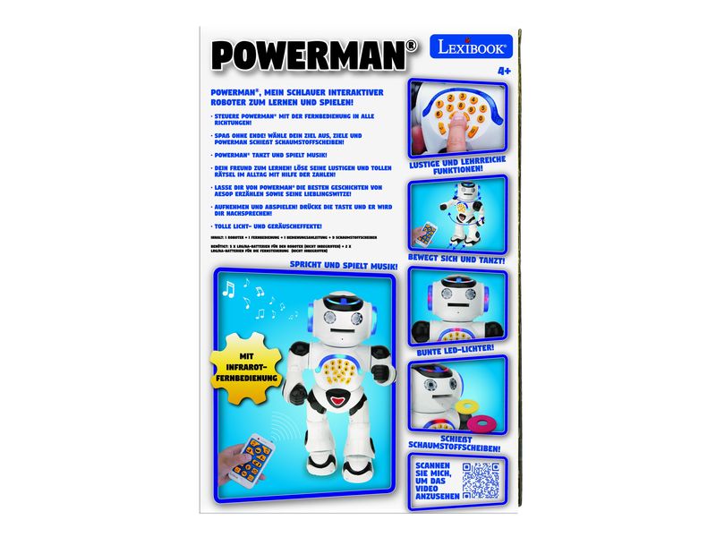 Lexibook Powerman Roboter -DE- Interaktiver Roboter zum Spielen und Lernen mit Fernbedienung
