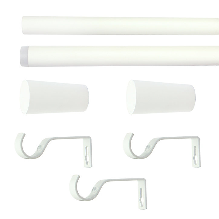 Kit de tringle à rideau extensible embout cône GoodHome 120/210cm, ⌀25/28mm blanc