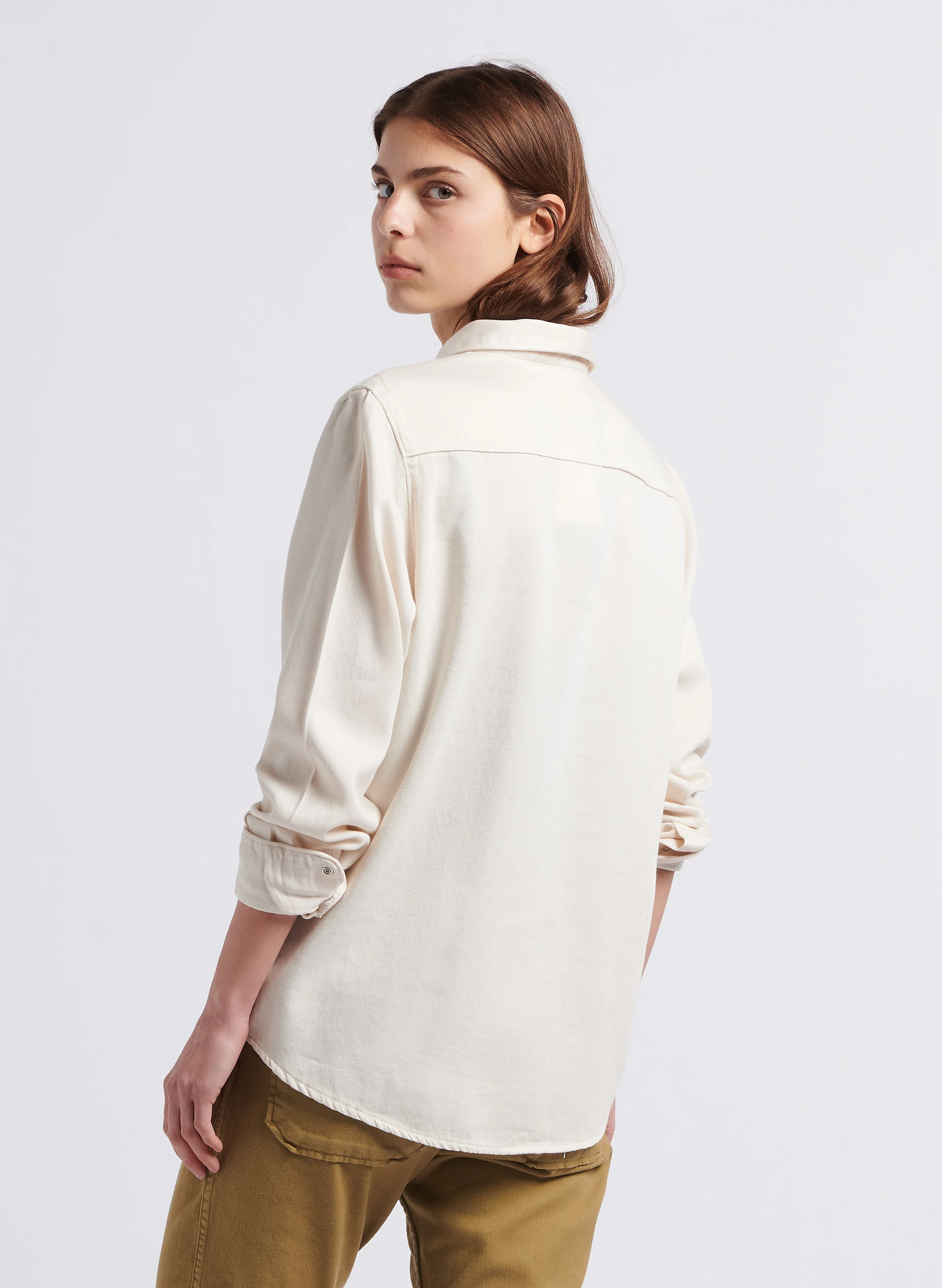 Chemise droite col classique en coton | Blanc