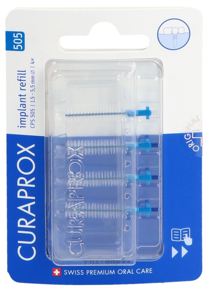 CURAPROX CPS 505 Implant<br>1 Stück, Blister, refill 4x blau