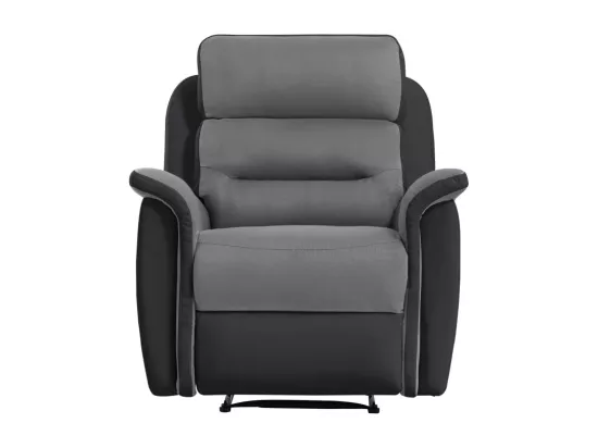 Fauteuil de Relaxation 1 place en Microfibre et Simili Léon - Gris et Noir - Loungitude