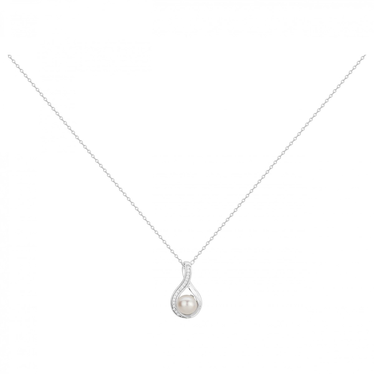 Collier mono-motif en Argent avec perle d'eau douce blanc