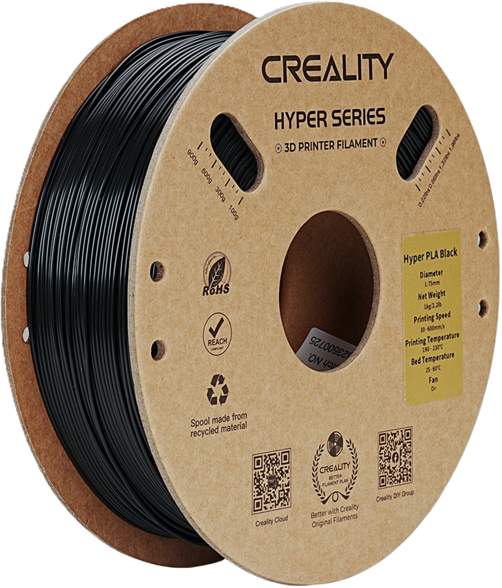 Creality  Hyper PLA Black, 1,75 mm / 1000 g    High Speed PLA-Filament für 10x schnelleres Drucken