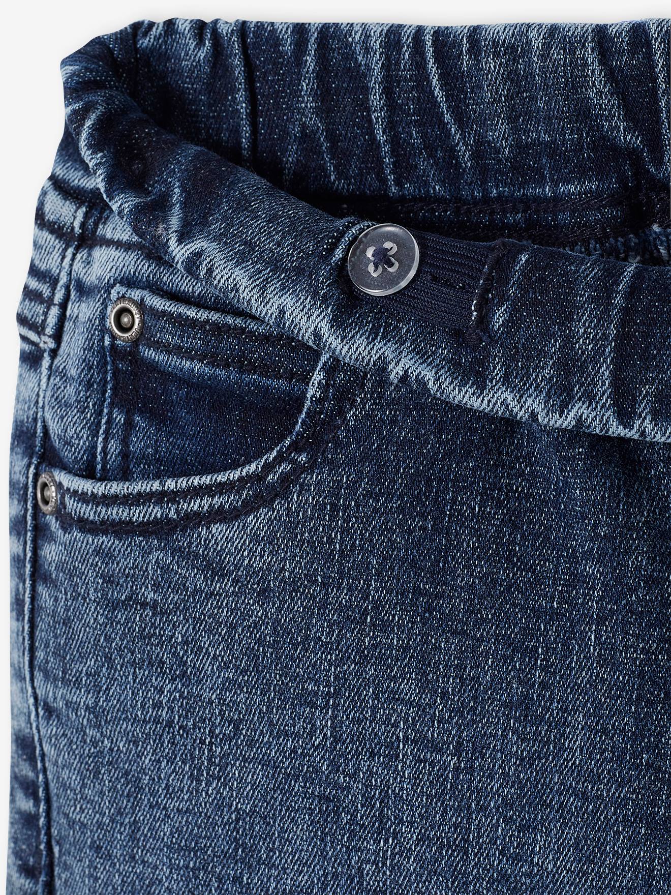 Calça jeans balão fácil de usar, com modelagem solta, preta lisa, para meninos.