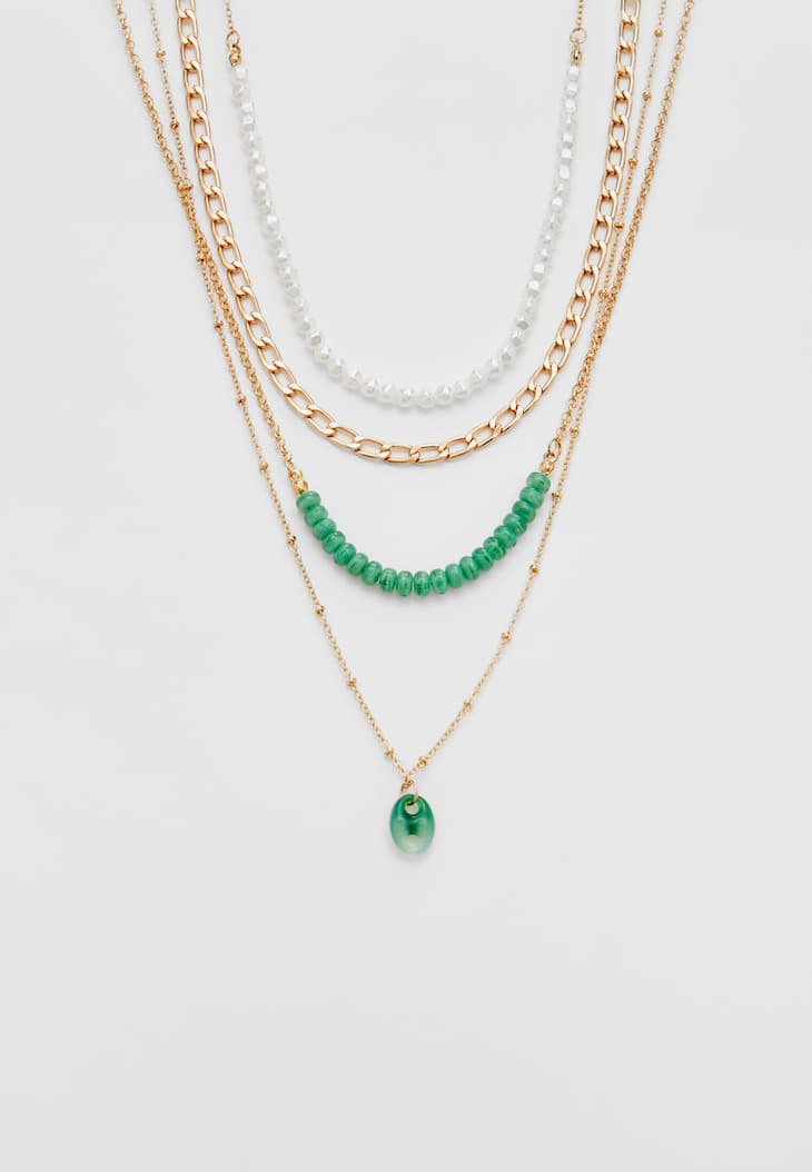 Conjunto de 4 colares de pedra